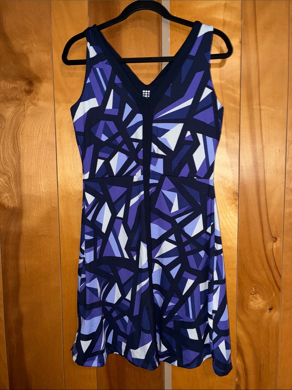 Title Nine Navy and Purple Geometric Sleeveless A-Line Dress Sz M